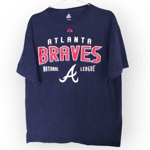 Atlanta Braves‎ | National A League Tee Navy Red Mens Sz L | Baseball Tshirt